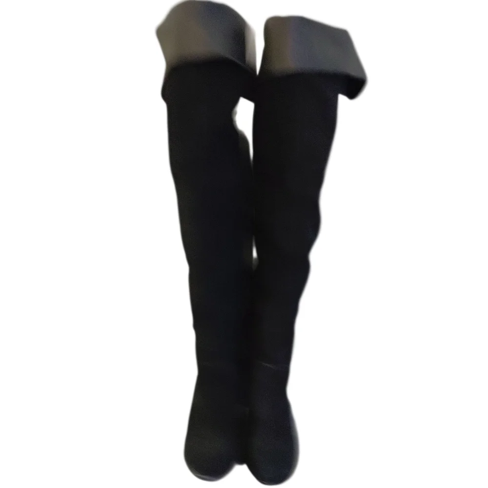 Black Convertible Over The Knee Boots Heeled Black Suede Thigh Highs Sz 6